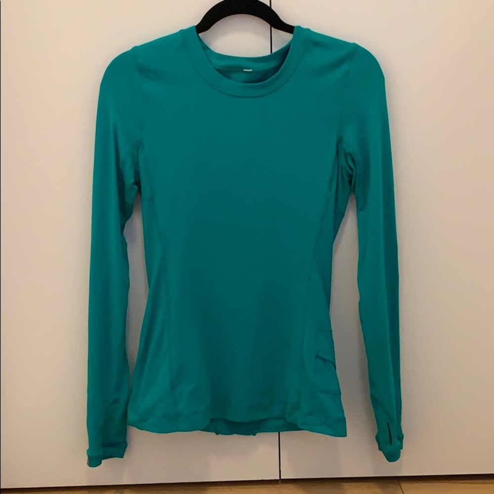 Teal long sleeve athletic shirt
